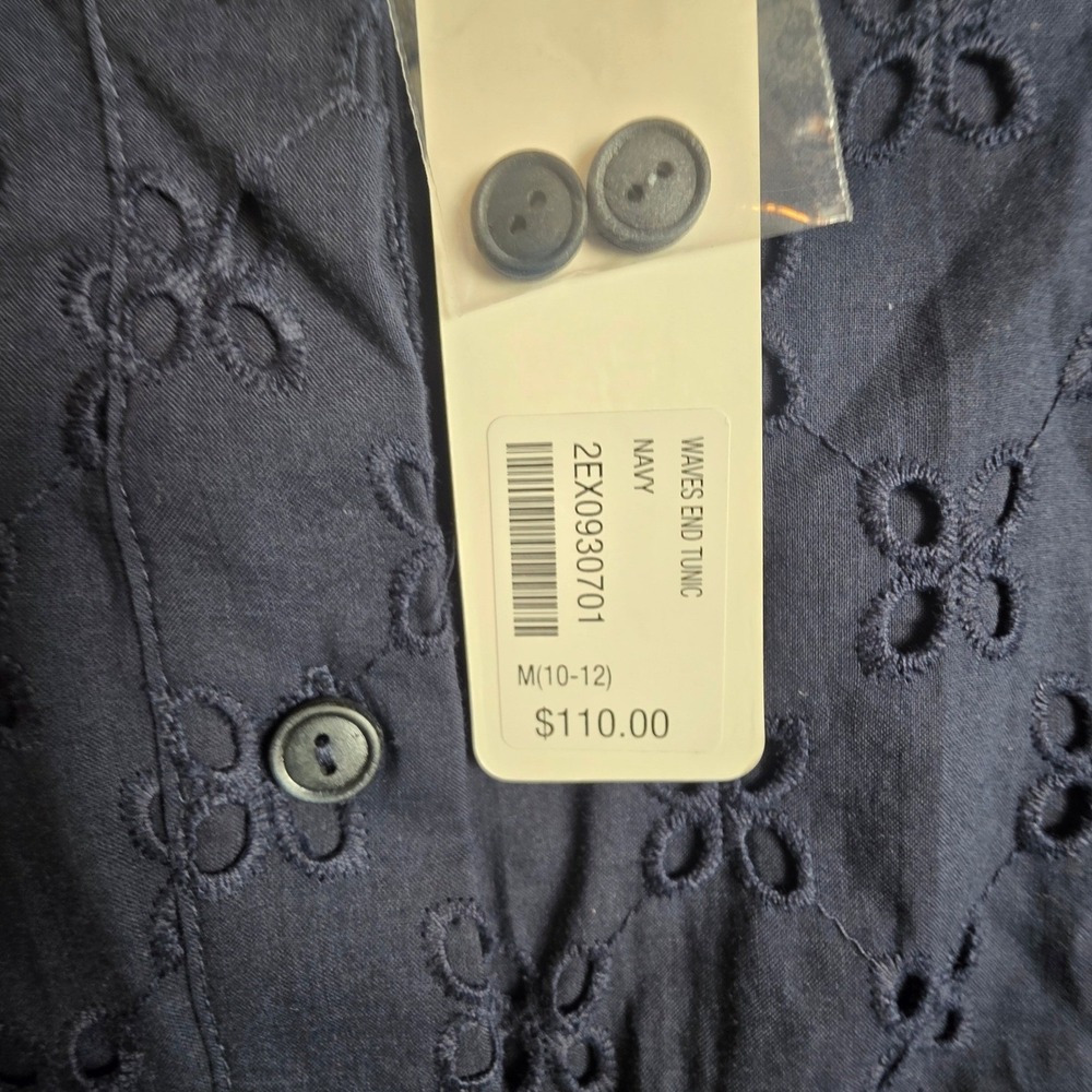 Soft Surroundings Eyelet Lace Tunic Top Navy Blue Waves End NWT Medium M 10-12 - Picture 8 of 13
